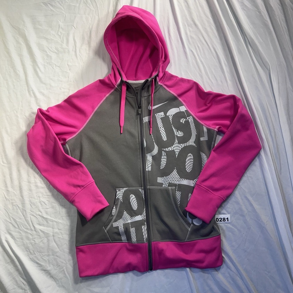 Nike Just Do It Pink/Gray Full Zip Jacket Size L Women's
